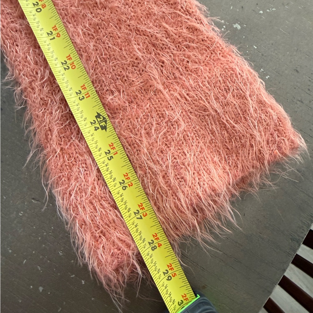 4SI3NNA Pink V-Neck Eyelash Sweater Bell Sleeves Fluffy Knit Cozy Fuzzy Med Y2K - Picture 11 of 14